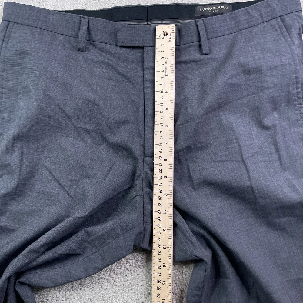 Banana Republic Pants Mens 35x30 Gray Slim Fit Stretch Wool Business‎ Trousers
